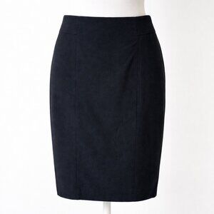 ZARA Basic Black Pencil Skirt | Back Zip Slit Stretch Career Workwear M